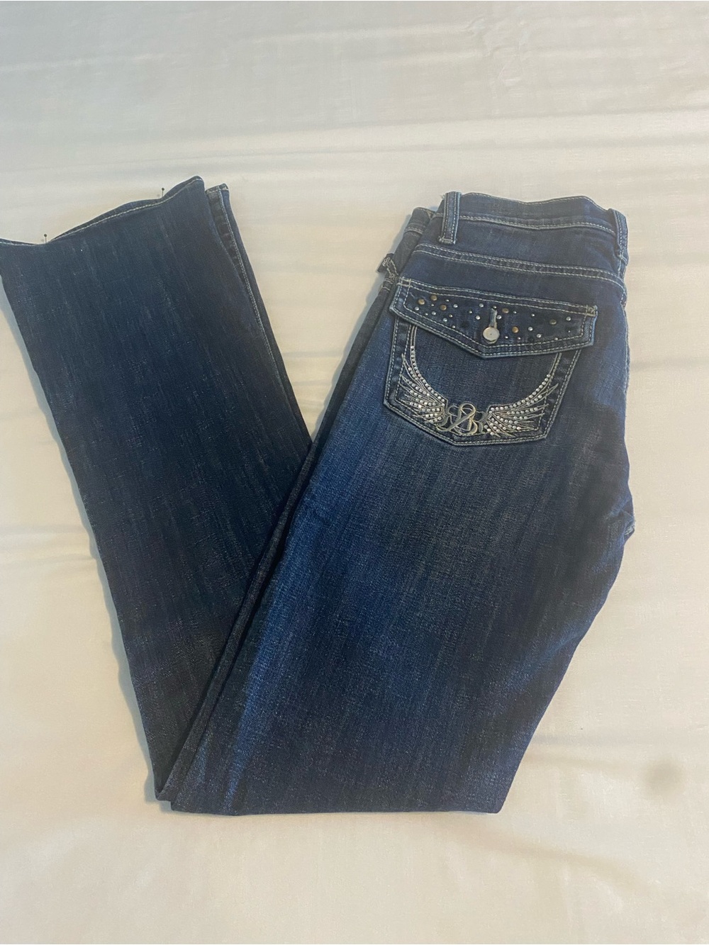 Rock & Republic Dark Blue Boot-Cut Jeans with Embellished Back Pockets